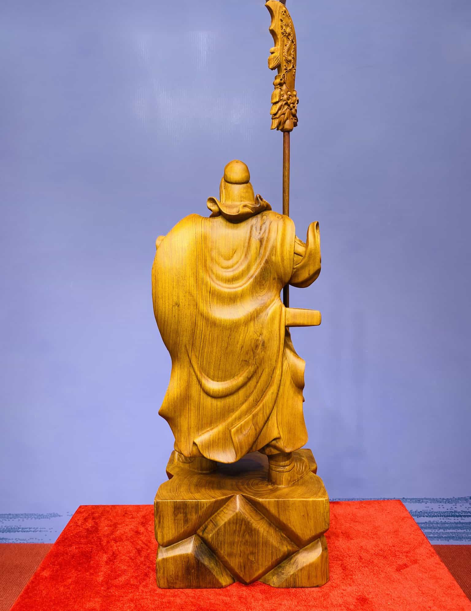 Tượng Quan Công Chống Đao Gỗ Hương Đá Cao 60