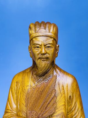 Tượng Khổng Minh Tiên Sinh Gỗ Hương Đá Cao 80