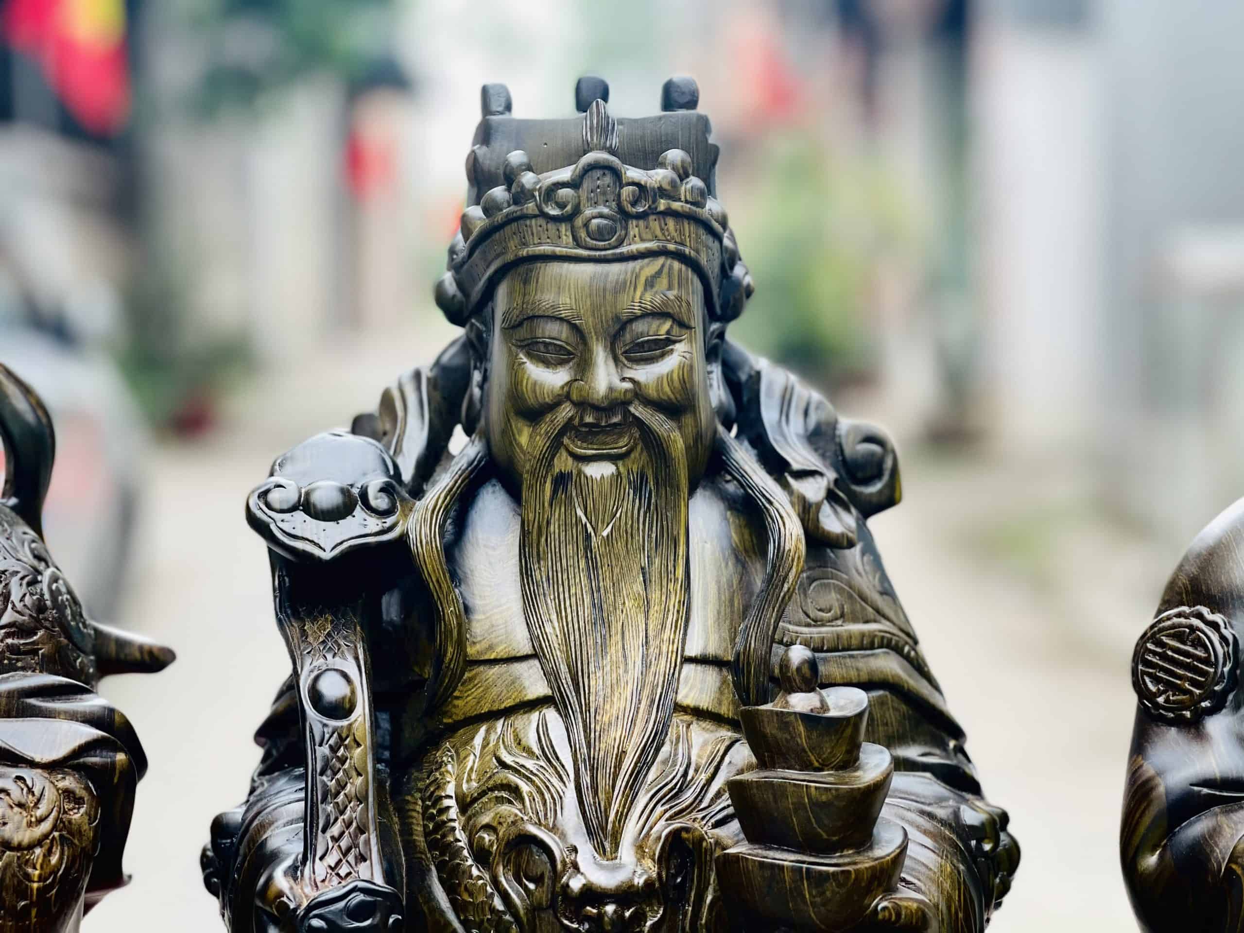 Tượng tam đa phúc lộc thọ gỗ mun hoa cao 68