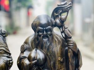 Tượng tam đa phúc lộc thọ gỗ mun hoa cao 68