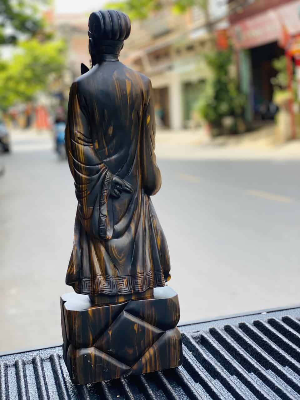 Tượng Khổng Minh Tiên Sinh Gỗ Mun Hoa Cao 60