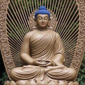 Tượng Phật Thích Ca Tọa Đài Sen Gỗ Trầm Dó Hải Nam