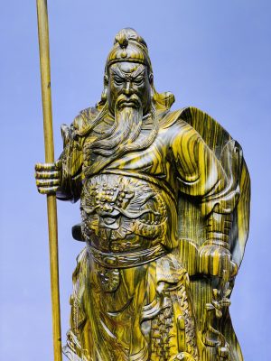Tượng Quan Công Chống Đao Gỗ Mun Hoa Cao 60