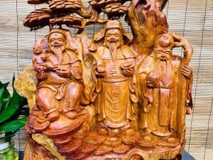 Tam Đa Phúc Lộc Thọ Đứng Gốc Tùng Gỗ Hương Ta
