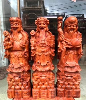 Tượng Tam Đa Phúc Lộc Thọ Gỗ Hương Đá Cao 50