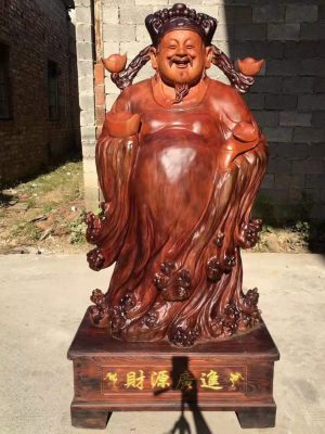 Tượng Thần Tài Nghênh Hỷ Gỗ Hương Đá Cao 2m