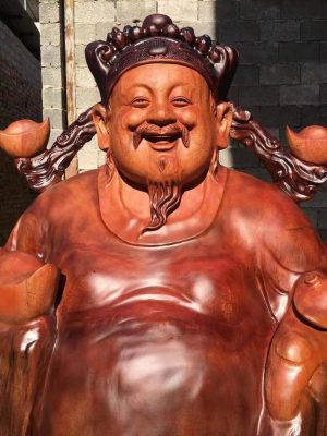 Tượng Thần Tài Nghênh Hỷ Gỗ Hương Đá Cao 2m