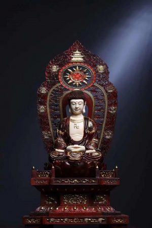 Tượng phật A Di Đà Gỗ Vương Mộc Tử Đàn Vẽ Gấm