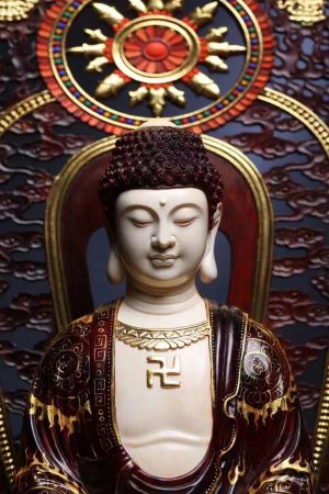 Tượng phật A Di Đà Gỗ Vương Mộc Tử Đàn Vẽ Gấm
