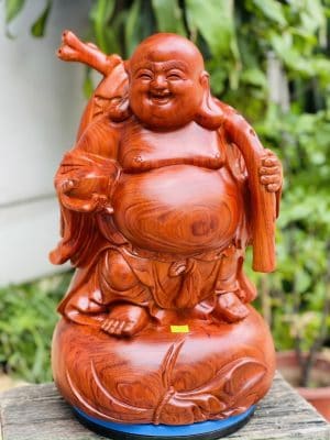 Tượng Di Lặc Đứng Bao Tiền Gỗ Hương Đá Cao 50