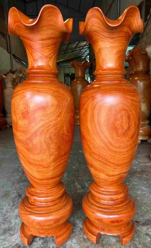Lục Bình Gỗ Hương Đỏ Cao 1m4 Đường Kính 39