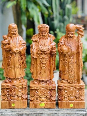 Tượng Tam Đa Phúc Lộc Thọ Gỗ Hương Đá Cao 30