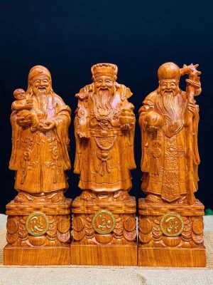 Tượng Tam Đa Phúc Lộc Thọ Gỗ Hương Đá Cao 40