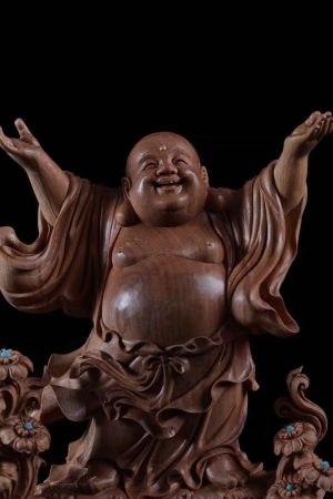 Tượng Di Lặc Nghênh Hỷ Gỗ Đàn Hương Ấn Độ
