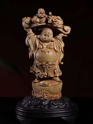 Tượng Di Lặc Như Ý Gỗ Đàn Hương Ấn Độ