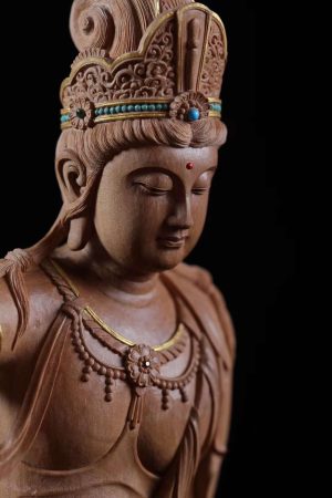 Tượng Quan Âm Tự Tại Gỗ Đàn Hương Ấn Độ Cao 28