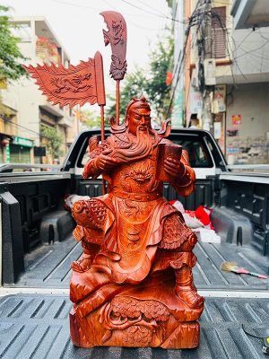 Tượng Quan Công Đọc Sách Gỗ Hương Ta Cao 80