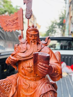 Tượng Quan Công Đọc Sách Gỗ Hương Ta Cao 80
