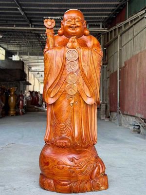 Tượng Di Lặc Chúc Phúc Gỗ Hương Đỏ Cao 1m8