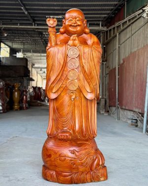 Tượng Di Lặc Chúc Phúc Gỗ Hương Đỏ Cao 1m8