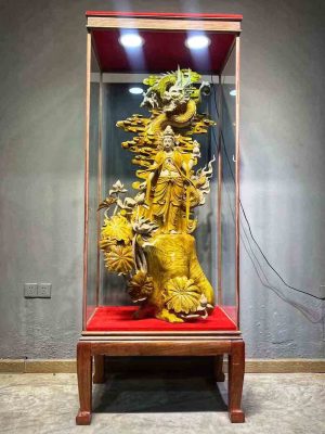 Tượng Quan Âm Ngự Long Gỗ Kim Tơ Nam Mộc