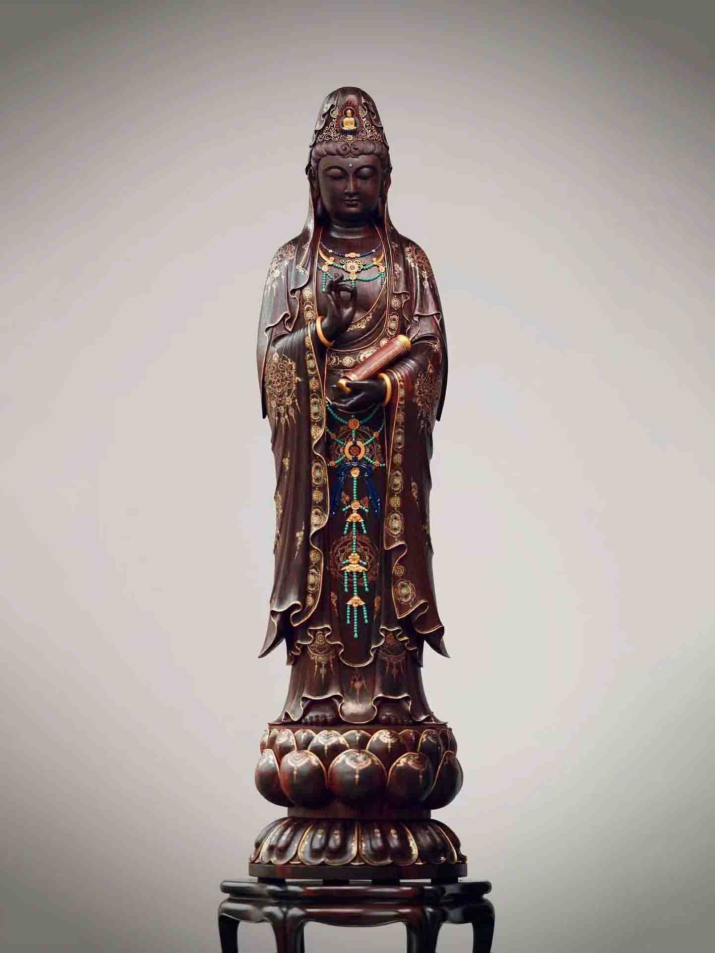 Tượng Quan Thế Âm Bồ Tát Gỗ Tử Đàn Ấn Độ Cao 80