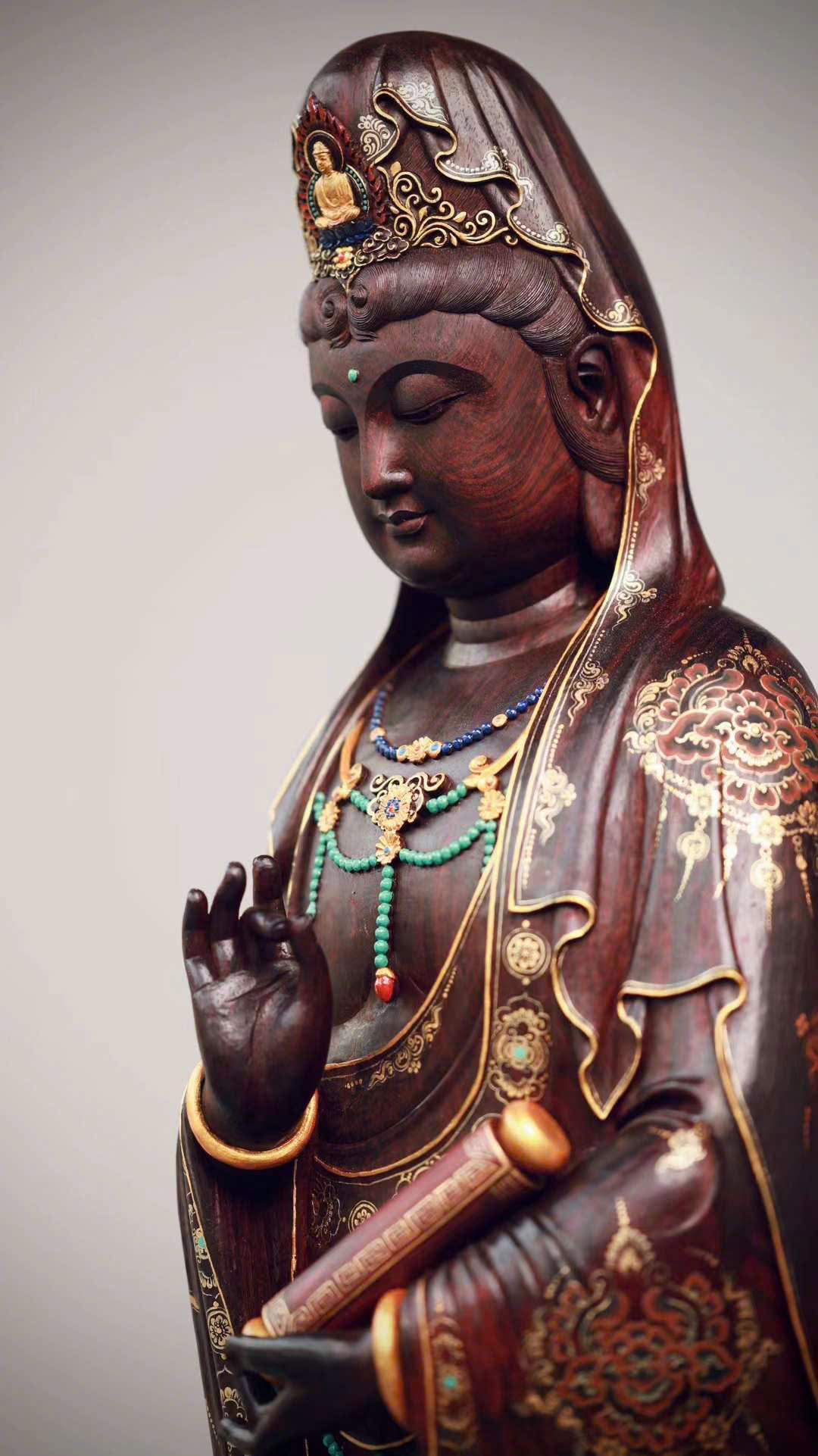 Tượng Quan Thế Âm Bồ Tát Gỗ Tử Đàn Ấn Độ Cao 80