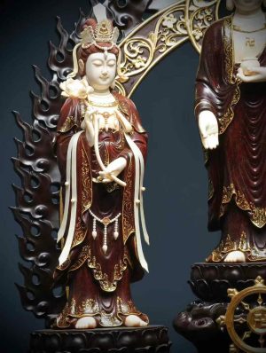 Tượng Tây Phương Tam Thánh Gỗ Tử Đàn Ấn Độ Cao 60