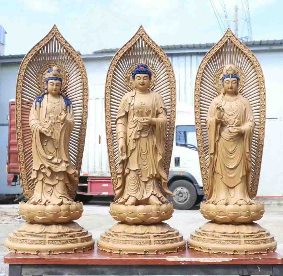Tượng Tây Phương Tam Thánh Gỗ Trầm Dó Hải Nam Cao 110