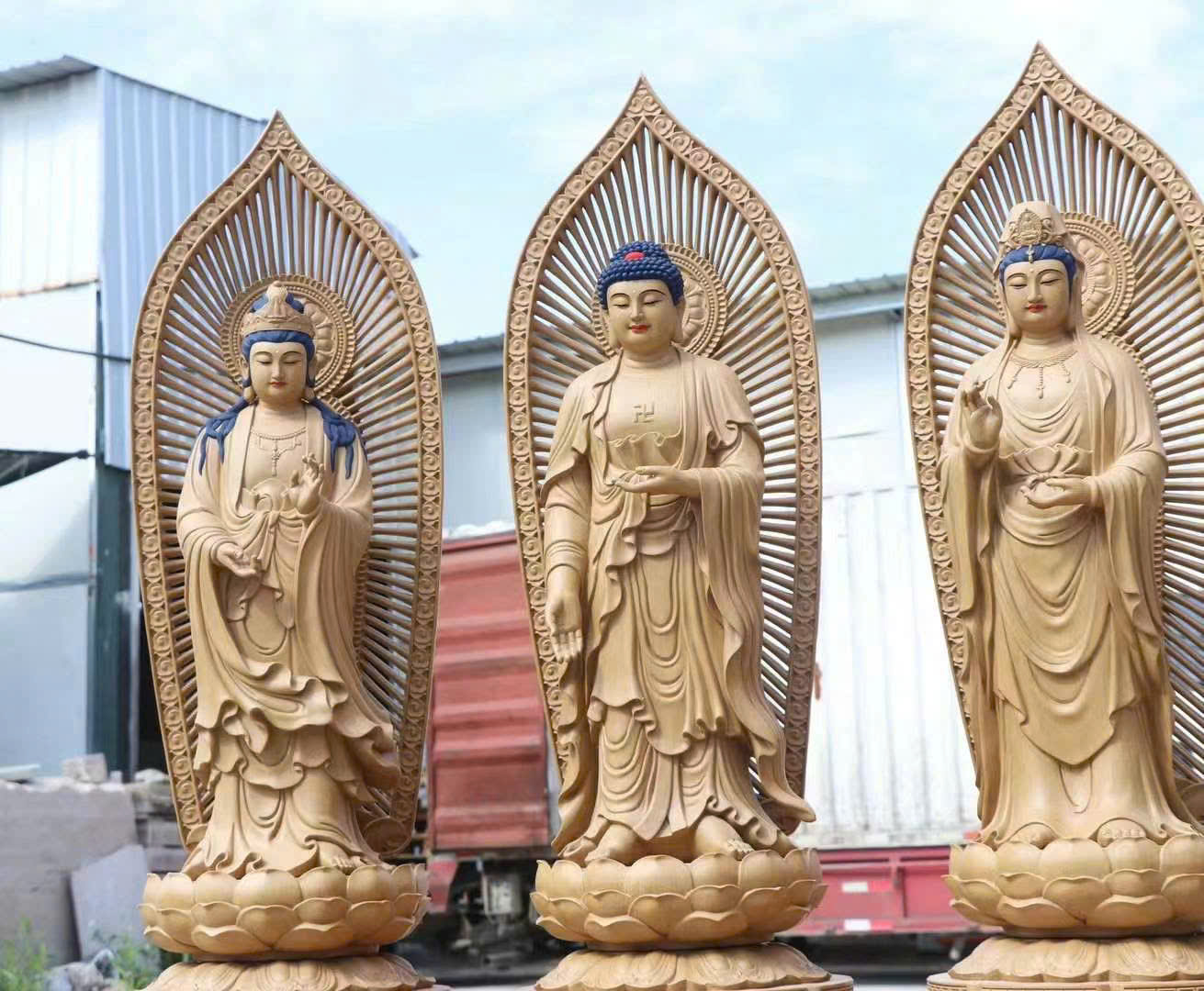 Tượng Tây Phương Tam Thánh Gỗ Trầm Dó Hải Nam Cao 110