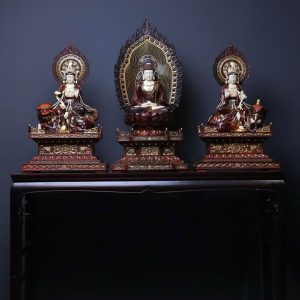 Tượng Hoa Nghiêm Tam Thánh Gỗ Tử Đàn Ấn Độ