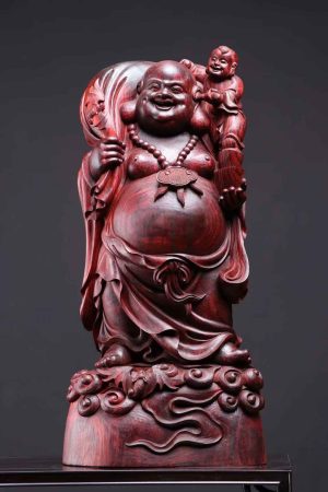 Tượng Di Lặc Vác Bao Tiền Gỗ Tử Đàn Ấn Độ