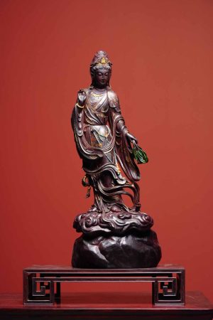 Tượng Quan Thế Âm Bồ Tát Gỗ Tử Đàn Ấn Độ Cao 52