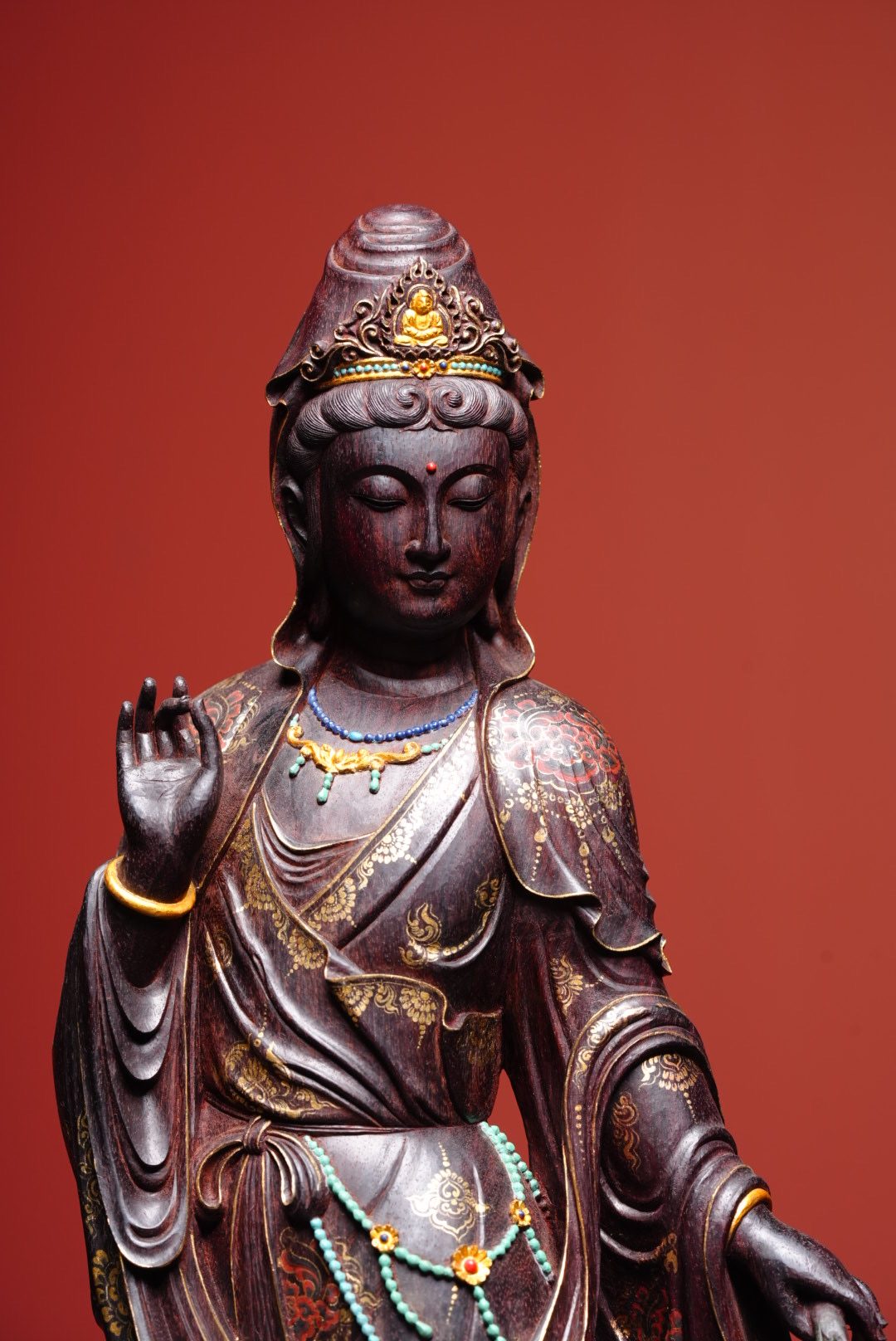 Tượng Quan Thế Âm Bồ Tát Gỗ Tử Đàn Ấn Độ Cao 52