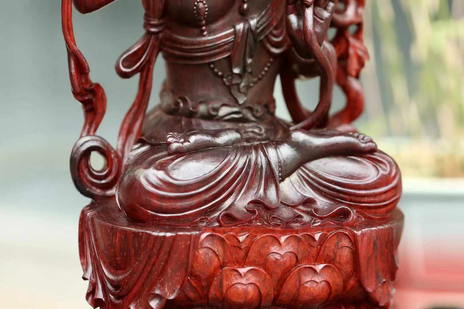 Tượng Văn Thù Bồ Tát Gỗ Tử Đàn Ấn Độ Cao 33