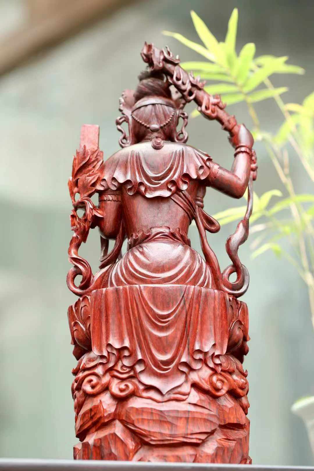 Tượng Văn Thù Bồ Tát Gỗ Tử Đàn Ấn Độ Cao 33