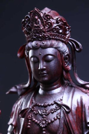 Tượng Văn Thù Bồ Tát Gỗ Tử Đàn Ấn Độ Cao 37